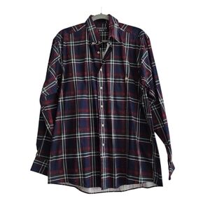 VTG Trader Bay Plaid Long Sleeve Button Up Shirt Men Medium Red Blue